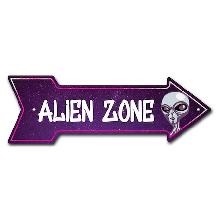 Signmission Alien Zone Arrow Sign Funny Home Decor 24in Wide P-ARROW8-999989
